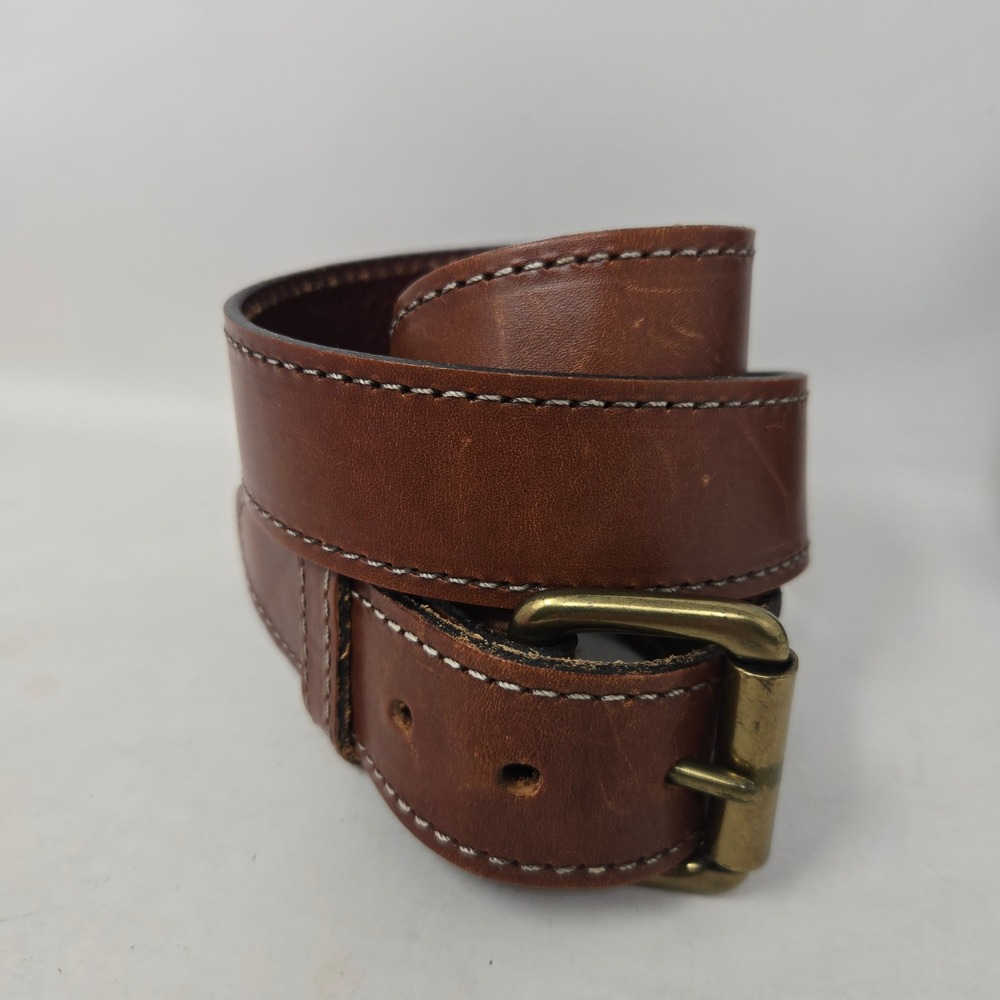 Buck Slaughter Collection Mens Brown Leather Belt 36 Made in USA Cowhide